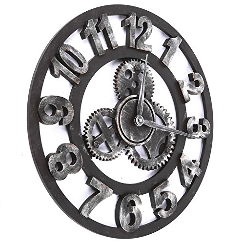 Hand-Made Oversized Large Decorative 3D Rustic Retro Art Luxury Wood Vintage Gear Wall Clock Large On The Wall