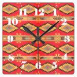 Tribal, Western, Native, Pattern Print C3 Square Wall Clocks