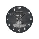 Black Chalkboard Steampunk Goggles Man Round Wallclock