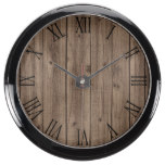 Brown Rustic Beautiful Wood Texture Fish Tank Clocks
