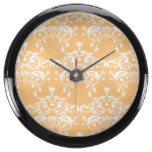 Orange Pastel Damask Pattern Aquavista Clocks