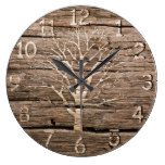 Wood Look Clock Artwork with Tree