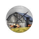 old horse barn round clocks