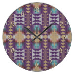 Purple Teal Turquoise Orange Red Mosaic Pattern Wallclock
