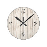White Rustic Wood Wall Clock