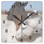 Horse Love Square Wall Clock