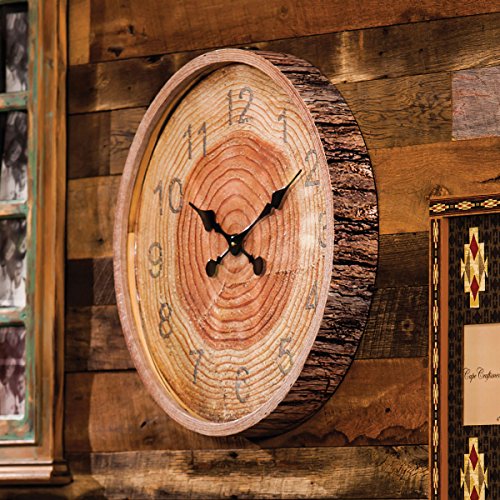 Round Wood Bark Rustic Wall Clock – Rustic Decor