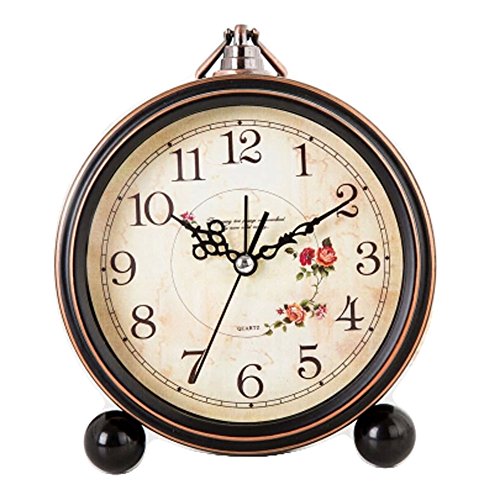 Elegant Silent Round Alarm Clocks Living Room Alarm Clock Desk Clock, B