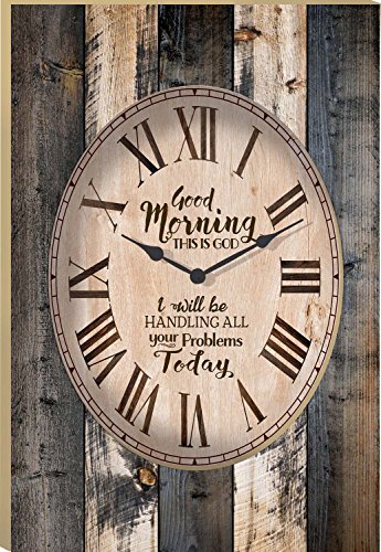 Good Morning This is God Vintage Wood Look Wall Clock