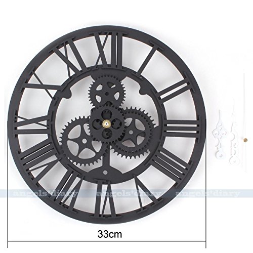 Muktat_ Large Vintage Gear Wall Clock Mute Clock Handmade Rustic Art Home Antique Decor