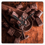 Chocolate kitchen artwork square wall clock