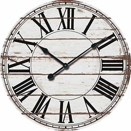 Oversized 24″ Rustic White and Black Decorative Wall Clock