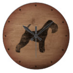 Lakeland Terrier Silhouette Rustic Large Clock