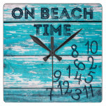 On Beach Time Rustic Clock
