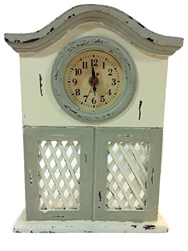 Beautiful Vintage Style Farmhouse Clock with Lattice Distressed Quartz