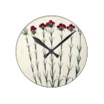 Carnation Flower Vintage Botanical Print Round Clock