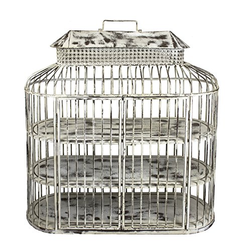 Sagebrook Home 11022 Metal Birdcage, Distressed White Metal, 31.5 x 12 x 36 Inches