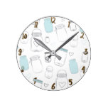 Rustic Country Mason Jars Round Clock