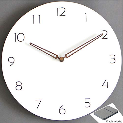 Rema House Natural Wall Clock Silent & Non-Ticking Quartz Movement 9-inch Round Wood Clock with Cradle