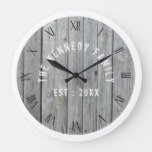 Grey And White Barn Wood Family Large Clock