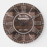 Rustic Roman Numeral Barn Wood Wedding Large Clock