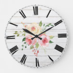 rustic floral large clock