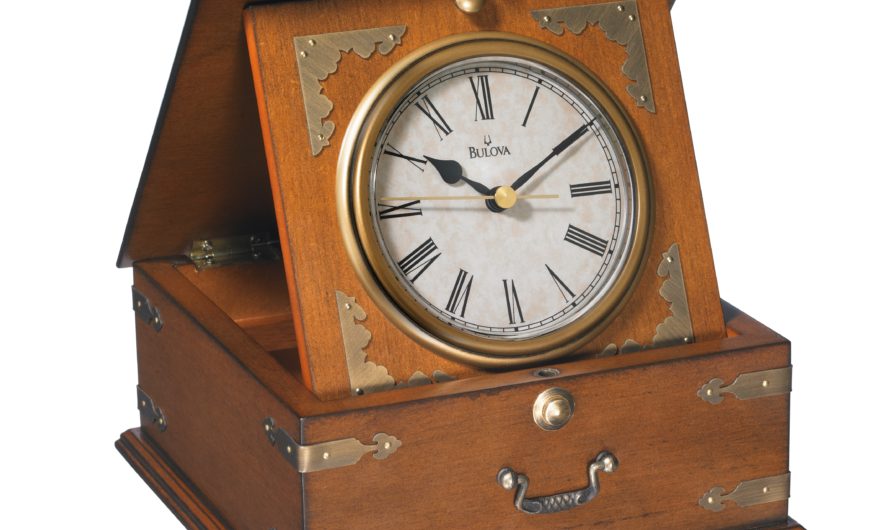 Bulova Edinbridge Tabletop Wood Clock – Black Hands – White Dial – B7450