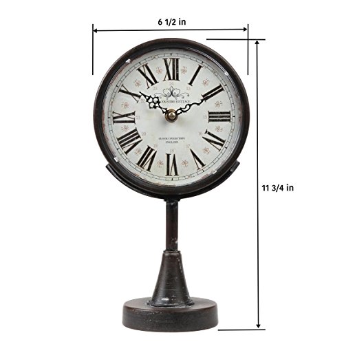 Lily’s Home Antique Inspired Decorative Mantle Clock with Large Roman Numerals, Battery Powered with Quartz Movement, Fits with Victorian or Antique DÃ©cor Theme, Black (11 3/4″ Tall x 6 1/2″ Wide)