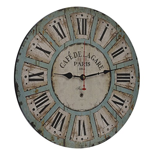 Old Oak 16-Inch Vintage Large Decorative Wall Clock Silent Non-Ticking Round for Kitchen Living Room Bathroom Bedroom Wall Home Decor with Roman Numerals