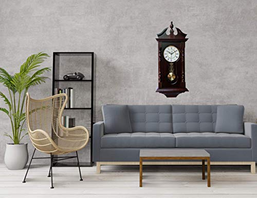 Vmarketingsite Wall Clocks: Grandfather Wood Wall Clock with Chime. Pendulum Wood Traditional Clock. Makes a Great Housewarming or Birthday Gift Wall Clock Chimes Every Hour with Westminster Melody