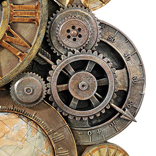 Design Toscano Gears of Time Steampunk Wall Clock Sculpture, Medium, Full Color