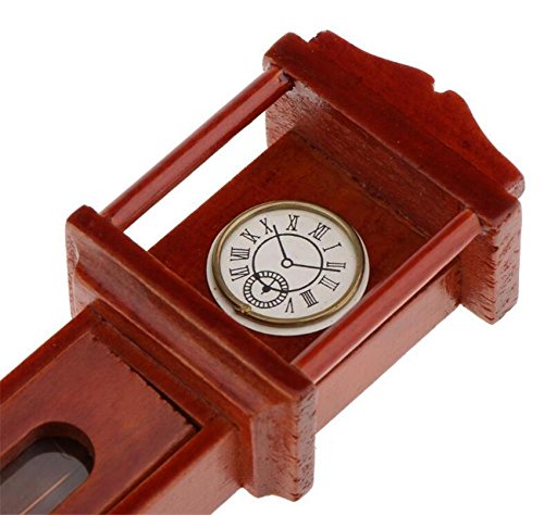 EatingBiting 1:12 1 12 Scale Grandfather Clock Dollhouse Miniatures Furniture Vintage Living Room Wooden Grandfather Brown Clock , Door Can Opened , Worth to Keep Miniature Vintage Grandfather Clock