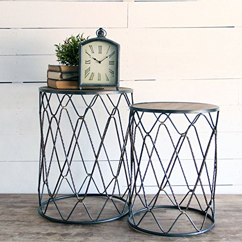 Foreside Home & Garden Rustic Distressed Metal Battery Operated Table Clock