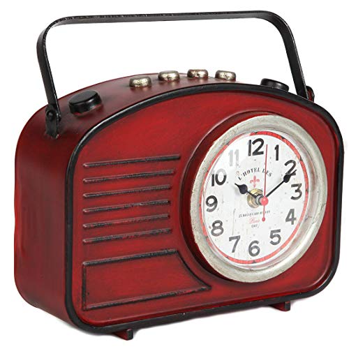Lily’s Home Vintage Inspired Radio Style Mantle Clock, Battery Powered with Quartz Movement, Fits with Antique DÃ©cor Theme