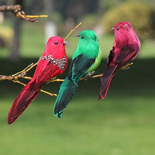 Fan-Ling 12PC/Set Colorful Fake Sparrow Doves,Artificial Birds Model Outdoor Home Lawn Tree Decor,Garden Yard Outdoor Indoor Art Crafts,Cute Craft Decorative Ornaments for Home Table Decor (H:PCS)