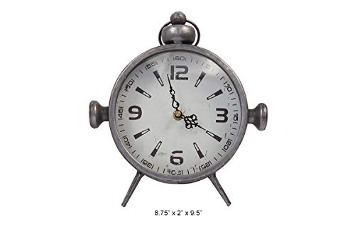 Designstyles Metal Vintage Desk Clock â€“ Classic Analog Shelf Clock for Office, Bedroom, Living Room â€“ Decorative Table Top Design – Battery Operated