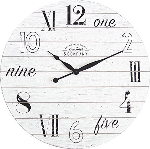 FirsTime & Co. Shiplap Chic Wall Clock, 27″, Aged White