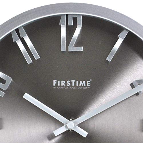 FirsTime & Co. Steel Dimension Wall Clock, American Crafted, Silver, 10 x 2 x 10,