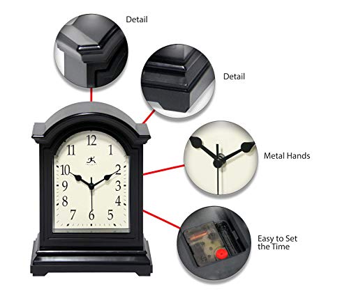 Black Antique 9″ x 6″ Grandfather Mantle Tabletop Clock Mini Tesktop Table Mantel Decor Vintage Living Room Decor