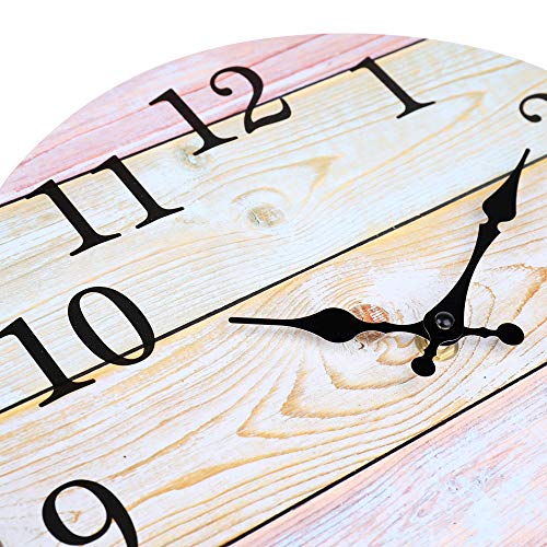 jomparis 12″ Rustic Country Tuscan Style Wooden Decorative Round Wall Clock Shiplap Farmhouse Wall Clock