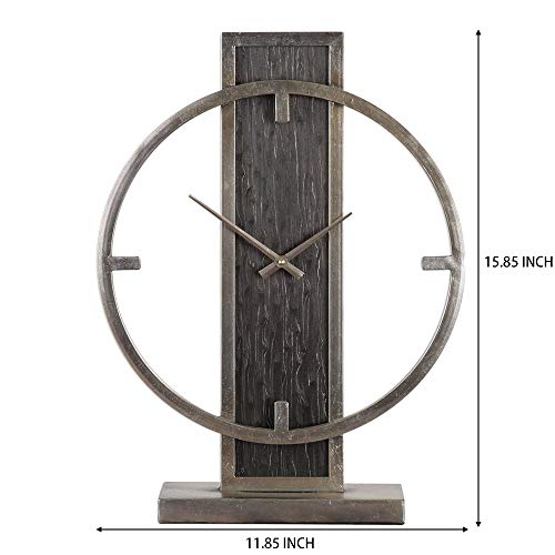 MODE HOME Rustic Silver Table Clock on Stand Vintage Desk Clock Mantel Clock Decorative