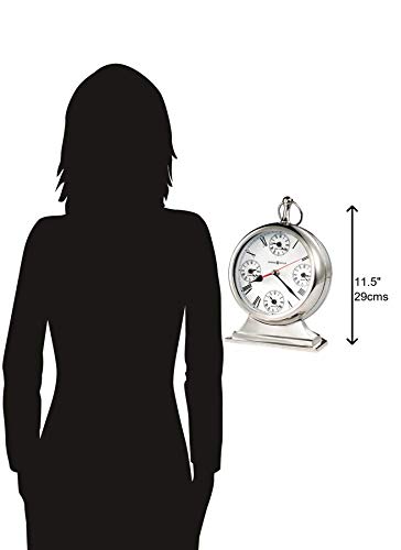Howard Miller Global Time Mantel Clock 635-212 â€“ Metal Nickel Case, World Time with Quartz Movement