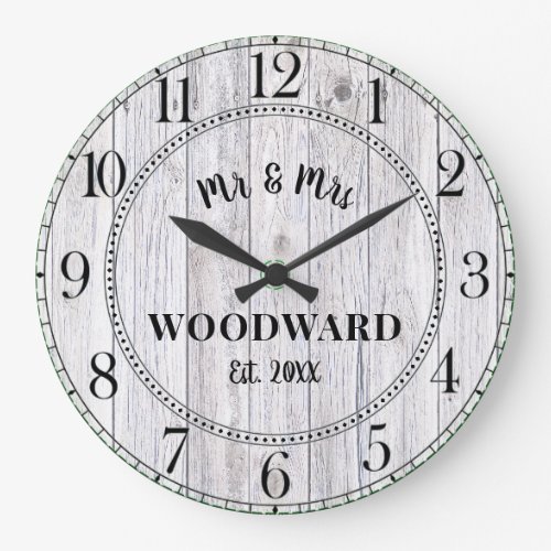 Rustic Personalized Wedding  Large Clock