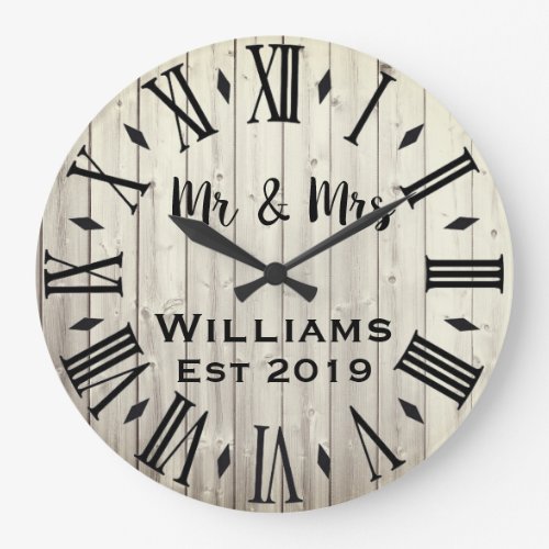 Rustic Vintage  Personalized Wood Custom Large Clo Large Clock