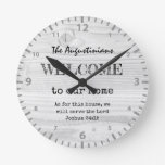 Rustic Christian WELCOME Round Clock
