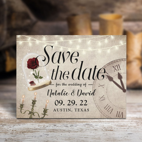 Vintage Fairytale Wedding Save the Date  Announcement Postcard