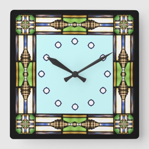 Arts and Crafts Glass Style Wall Clock